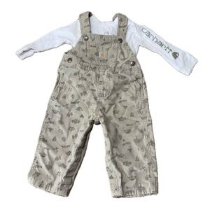 Carhartt Kids Patterned Beige Overall Tee set